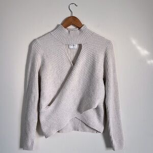 Pink Rose Open Front Criss Cross Turtleneck Sweater